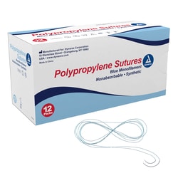 Med Vet International Dynarex Polypropylene Sutures, Non Absorbable, Synthetic, Blue, 5-0, C3 Needle, 18