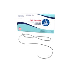 Med Vet International Dynarex Braided Black Silk Sutures, Non Absorbable, Black, 3-0, C6 Needle, 18