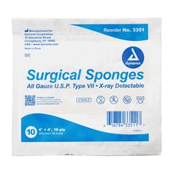 Med Vet International Dynarex X-Ray Detectable Surgical Gauze Sponge - Sterile, 4