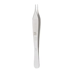 Med Vet International&nbsp;Miltex Adson Tissue Forceps, 4.75in, Tips 0.5 mm Wide, 1 X 2 Teeth, German, 17-2500