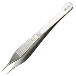 Med Vet International&nbsp;Miltex Micro Adson Dressing Forceps, 4.75in., With 1X2 Teeth, 0.5mm Wide Tips