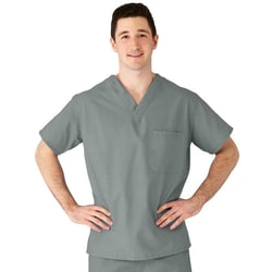 Med Vet International&nbsp;Angelstat Unisex Scrub Top, Reversible, V Neck, 2 Pockets, Misty Green, Medline Color-Coding, 3Xl, Each