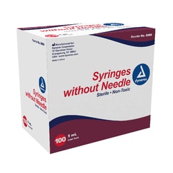 Med Vet International Dynarex #6989 Syringe Without Needle, 5Cc, Luer Lock, 100/Box