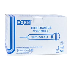 Med Vet International 3mL (3Cc) Luer Lock Syringe With Safety Needle, 25g X 1.5in, 50/Box