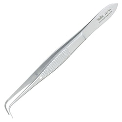 Med Vet International&nbsp;Miltex Eye Dressing Forceps, 4in., Full Curved, Standard Pattern, 0.8mm Wide Serrated Tips