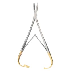 Med Vet International&nbsp;Miltex Mathieu Needle Holder, Serrated Jaws, Tungsten, 2600 Teeth P/Sq.in., 6.25in, German, 8-30Tc