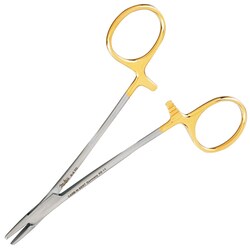 Med Vet International&nbsp;Miltex Derf Needle Holder, 4.75in., Serrated, Carb-N-Sert Tip, 4000 Teeth Per Square inch