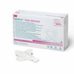 Med Vet International&nbsp;Foam Dressing 3M Tegaderm High Performance 2-3/4 X 2-3/4 inch With Border Film Backing Acrylic Adhesive Square Sterile, 90615, 10/Box