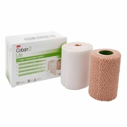 Med Vet International 2 Layer Compression Bandage System 3M Coban2 Lite 4 inch X 2-9/10 Yard / 4 inch X 5-1/10 Yard Self-Adherent, White, 25 To 30 mmhg, 2794N, 8 Kits/Case