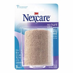 Med Vet International&nbsp;Cohesive Bandage Nexcare No Hurt 3 inch X 2-1/5 Yard Self-Adherent Closure Tan Nonsterile Standard Compression, Nht-3, 12/Box