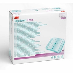 Med Vet International Foam Dressing 3M Tegaderm High Performance 3-1/2 X 3-1/2 inch Without Border Film Backing NonAdhesive Fenestrated Square Sterile, 90604, 10/Box