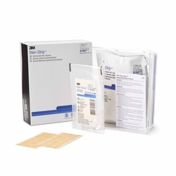 Med Vet International Antimicrobial Skin Closure Strip Steri-Strip Antimicrobial 1/2 X 4 inch Nonwoven Material Reinforced Strip Tan, A1847, 6 Strips/Pack