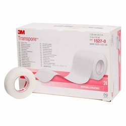 Med Vet International Medical Tape 3M Transpore Transparent 1/2 inch X 10 Yard Plastic Nonsterile, 1527-0, Each