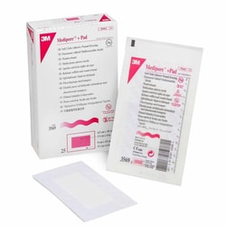 Med Vet International Adhesive Dressing 3M Medipore 3-1/2 X 6 inch Soft Cloth Rectangle White Sterile, 3569, 25/Box