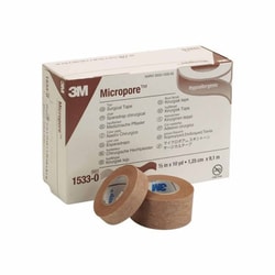 Med Vet International Medical Tape 3M Micropore Tan 1/2 inch X 10 Yard Paper Nonsterile, 1533-0, 240/Case
