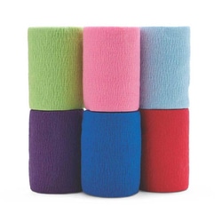 Med Vet International&nbsp;Coflex Lf2 Quick-Stick Cohesive Bandages, 4in. X 5Yds., Non-Sterile, Assorted Colors, 18/Case
