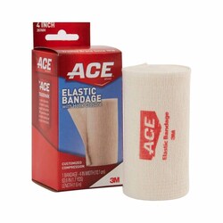 Med Vet International Elastic Bandage 3M Ace 4 inch X 5.3 Foot Single Hook And Loop Closure Tan Nonsterile Standard Compression, 207604, Each