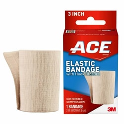 Med Vet International Elastic Bandage 3M Ace 3 inch Width Single Hook And Loop Closure Tan Nonsterile Standard Compression, 207603, Each