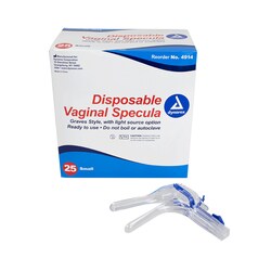 Med Vet International Dynarex Vaginal Specula Disposable w/ Light Option, Small, 100/Case