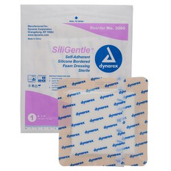 Med Vet International Dynarex Sterile Siligentle Silicone Bordered Foam Dressing, 6
