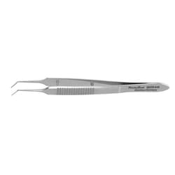 Med Vet International&nbsp;Miltex Meisterhand Mcpherson Suture Tying Forceps, 3.5in, Angled, Smooth Platform 0.3 X 5 mm, No Teeth, German, Mh18-949