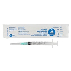 Med Vet International&nbsp;Dynarex Syringe With Needle - Luer Lock, 21g, 1