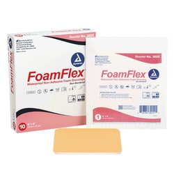 Med Vet International&nbsp;Dynarex Sterile Foamflex Foam Dressing, Non-Adhesive, Waterproof, 6
