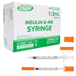 Med Vet International&nbsp;Ahs Syringe & Needle, .5mL, Permanent Needle, 29g X 1/2