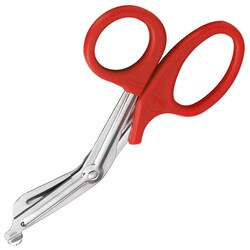 Med Vet International&nbsp;Miltex Universal Bandage Scissors, Serrated Blade, Red Handle, German, 7.5in, 5-1025