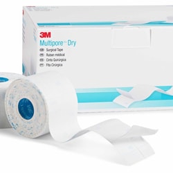 Med Vet International Water Resistant Dressing Retention Tape With Liner 3M Multipore Dry White 2 inch X 5-1/2 Yard Pique Nonsterile, 3730-2, 48/Case