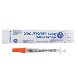 Med Vet International Dynarex Securesafe Safety insulin Syringe - 1 mL