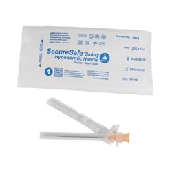 Med Vet International&nbsp;Dynarex Securesafe Safety Hypodermic Needle, 25g, 1 1/2