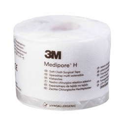Med Vet International Perforated Medical Tape 3M Medipore H White 2 inch X 10 Yard Soft Cloth Nonsterile, 2862, 12/Case