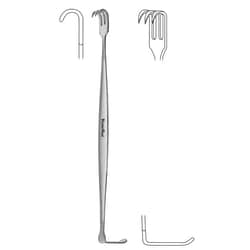 Med Vet International Miltex Meisterhand Senn Retractor, 6.25in, Double-Ended, 3 Sharp Prongs And 6.5mm X 20mm Blade, German, Mh11-74