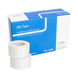 Med Vet International Adhesive Silk Tape, Waterproof, Hyporallergenic, 1in X 10Yds, 12/Box