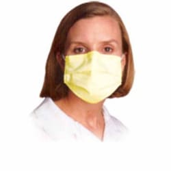 Med Vet International Aspen Procedure Mask, Pleated Earloops, One Size Fits Most, Yellow, Nonsterile, Astm Level 1, Adult, 15110, 500/Case