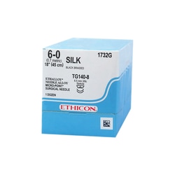 Med Vet International Ethicon Permahand Silk Suture, 6-0, Black, 1X18