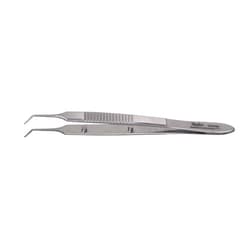 Med Vet International&nbsp;Miltex Mcpherson Iris Suturing Forceps, 3.5in, Angled, Tying Platform, 0.3mm Wide At Tip, German, 18-949