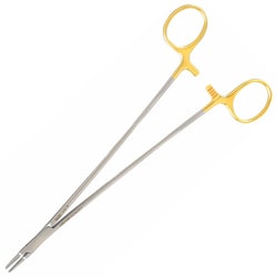 Med Vet International Miltex Ryder-Type Needle Holder, Serrated Jaws, Tungsten, 4000 Teeth P/Sq.in., 9in, German, 8-69Tc