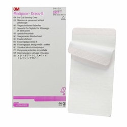 Med Vet International&nbsp;Dressing Retention Tape With Liner 3M Medipore Dress-It White 5-7/8 X 11 inch Soft Cloth Nonsterile, 2957, 100/Case