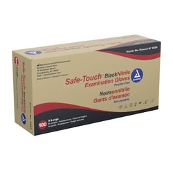 Med Vet International Dynarex Safe-Touch Nitrile Exam Gloves, X-Large, Powder-Free, Black, 1000/Case