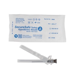 Med Vet International&nbsp;Dynarex Securesafe Safety Hypodermic Needle, 22g, 1