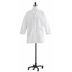 Med Vet International&nbsp;Unisex Lab Coat, Staff Length, Poplin, 3 Pockets, White, Size 40, Each