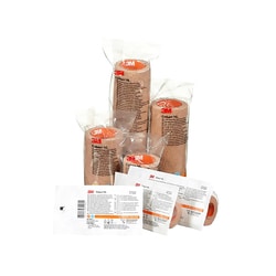 Med Vet International Cohesive Bandage 3M Coban 1 inch X 5 Yard Self-Adherent Closure Tan Nonsterile Standard Compression, 2081T, 4/Pack