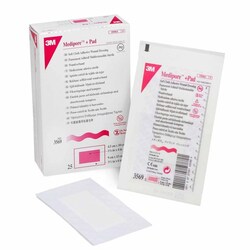 Med Vet International&nbsp;Adhesive Dressing 3M Medipore 3-1/2 X 6 inch Soft Cloth Rectangle White Sterile, 3569, 100/Case
