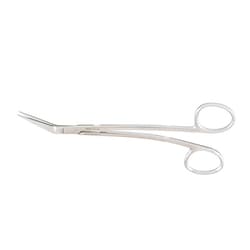 Med Vet International&nbsp;Miltex Locklin Operating Scissors, Curved Shank, Angled On Side 25 Degrees, One Serrated Blade, German, 6.25in, 5D-328