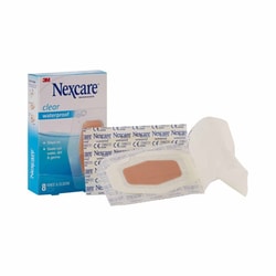 Med Vet International Adhesive Strip Nexcare Waterproof 2-3/8 X 3½ inch Plastic Knee / Elbow Sheer Sterile, 581-08, 8/Box