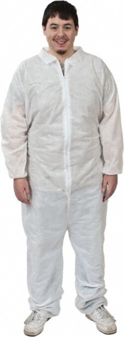 MSC&nbsp;PRO-SAFE Coveralls, 2X-Large, SMS, White, Elastic Cuffs/Ankles