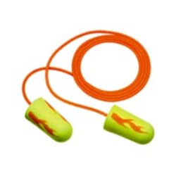 MSC&nbsp;3M Earplugs, 33 dB NRR, Foam, Corded, Neon Yellow