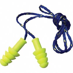 MSC&nbsp;Cordova Earplugs, 27 dB NRR, Thermoplastic Rubber, Flanged, Push-In, Corded